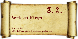 Berkics Kinga névjegykártya